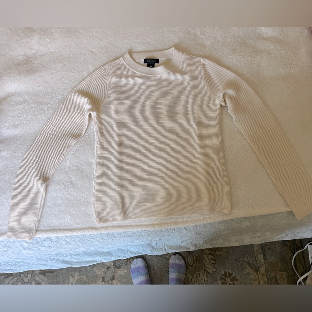 Club Monaco S/P Textured White Sweater